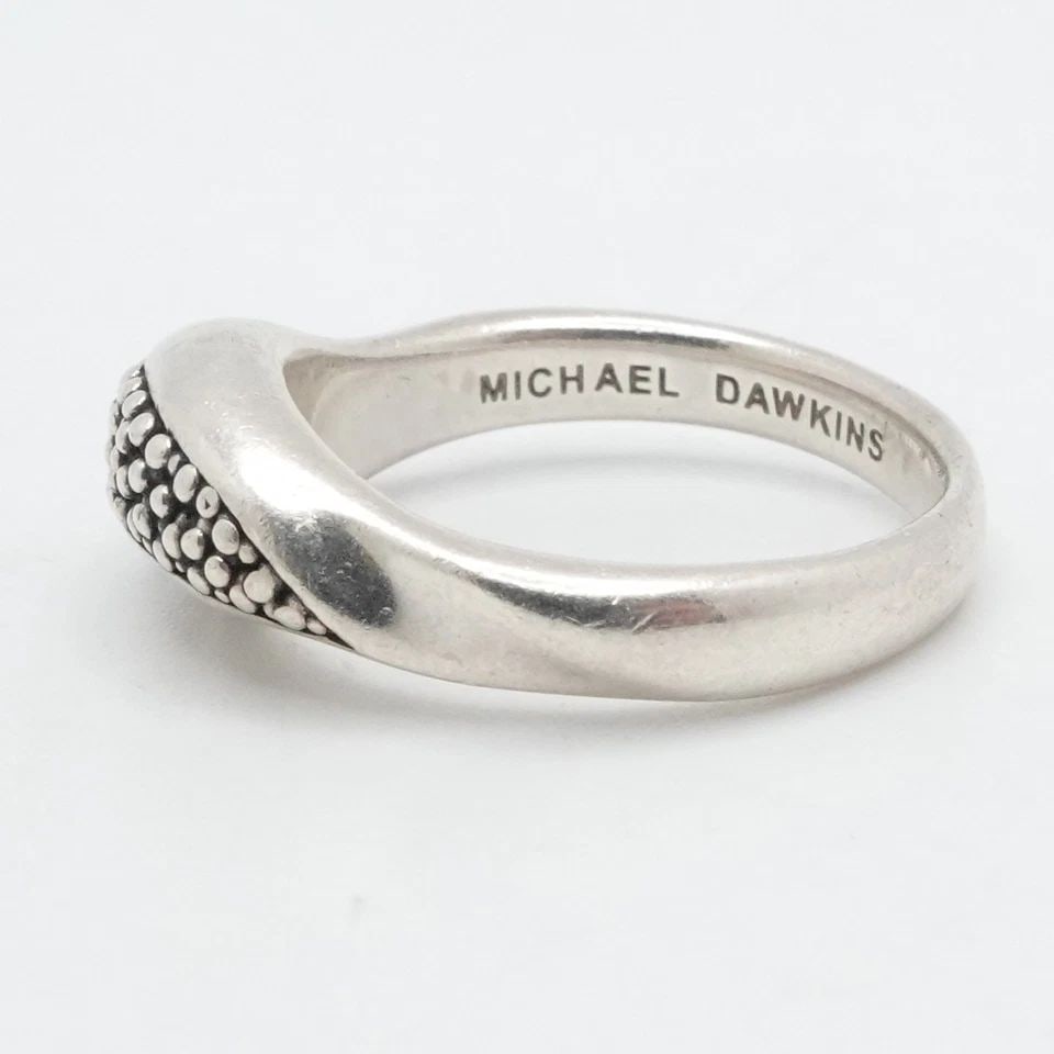 MICHAEL DAWKINS STERLING SILVER PEBBLED WAVE BAND RING SIZE 7.25 (1 of 1)