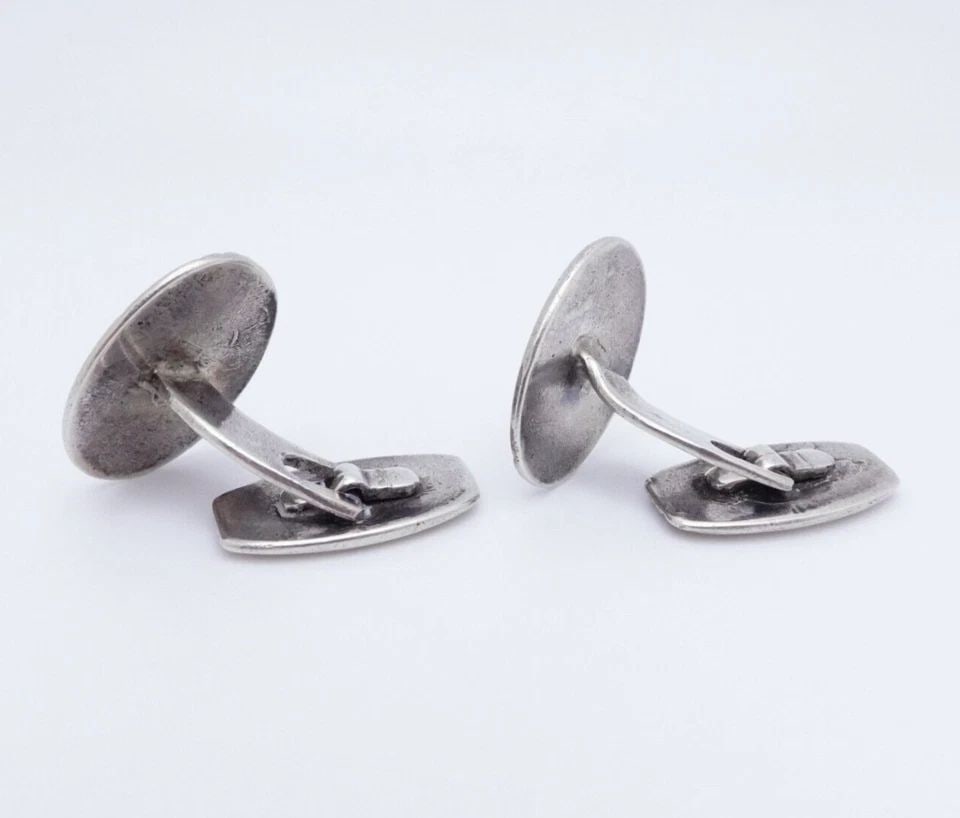 SILVER 830 VINTAGE ART DECO OVAL CUFFLINKS (1 of 1)