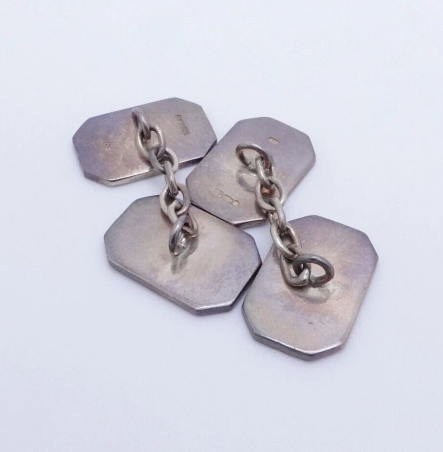 LRW BIRMINGHAM STERLING SILVER VINTAGE ART DECO CHAIN CUFFLINKS (1 of 2)
