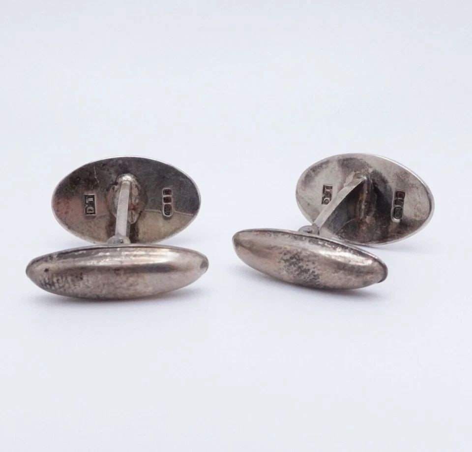 DT EDINBURGH STERLING SILVER VINTAGE OVAL ART DECO CUFFLINKS - MONOGRAM JFW (1 of 1)