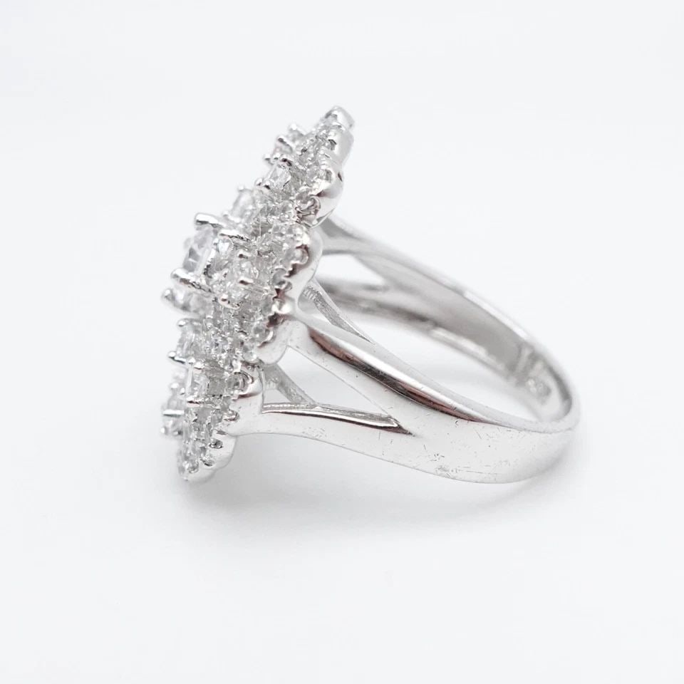 STERLING SILVER HEARTS CLEAR CZ CUBIC ZIRCONIA RING - SIZE 7.25 (1 of 2)