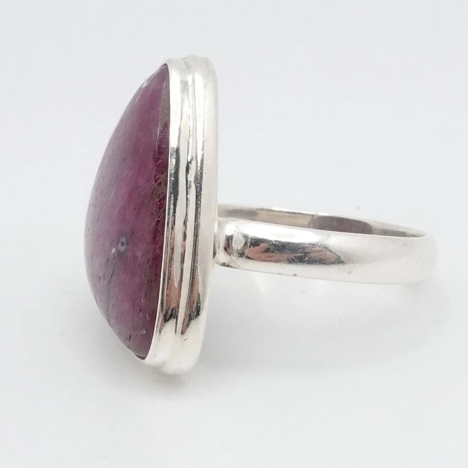 STERLING SILVER RUBELLITE ASYMMETRICAL RING SIZE 12.75 (1 of 2)