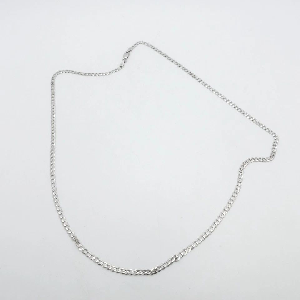 ITALY STERLING SILVER 2MM FLAT CURB CHAIN NECKLACE 18" LONG (1 of 2)