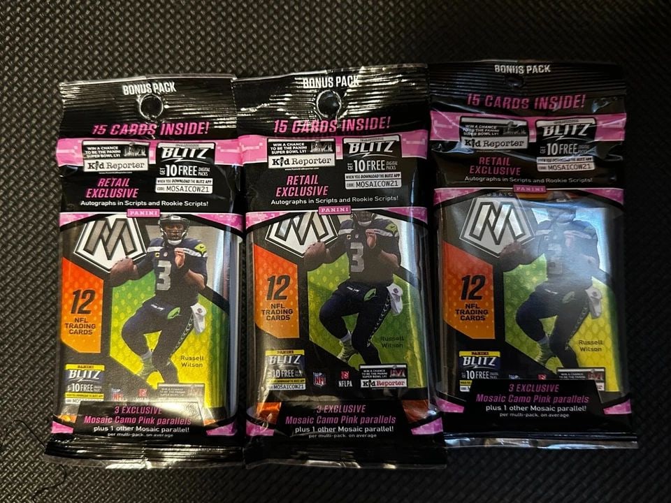 2021 PANINI MOSAIC FOOTBALL CARDS CELLO FAT PACK. 15 CARDS LOT OF 3 - NEW (1 of 1)