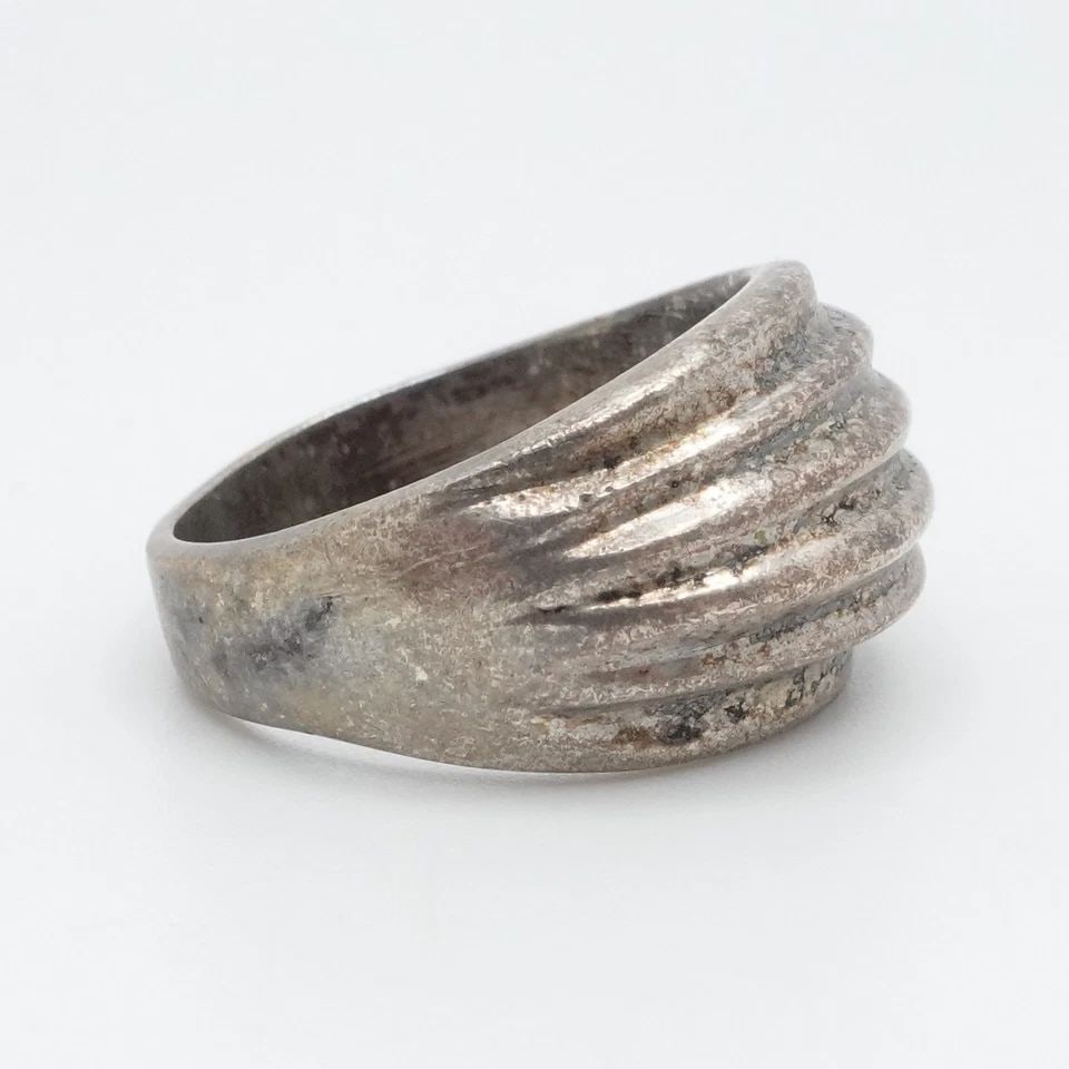 STERLING SILVER MEXICO SCULPTED MODERNIST BAND RING SIZE 7.5 (1 of 1)