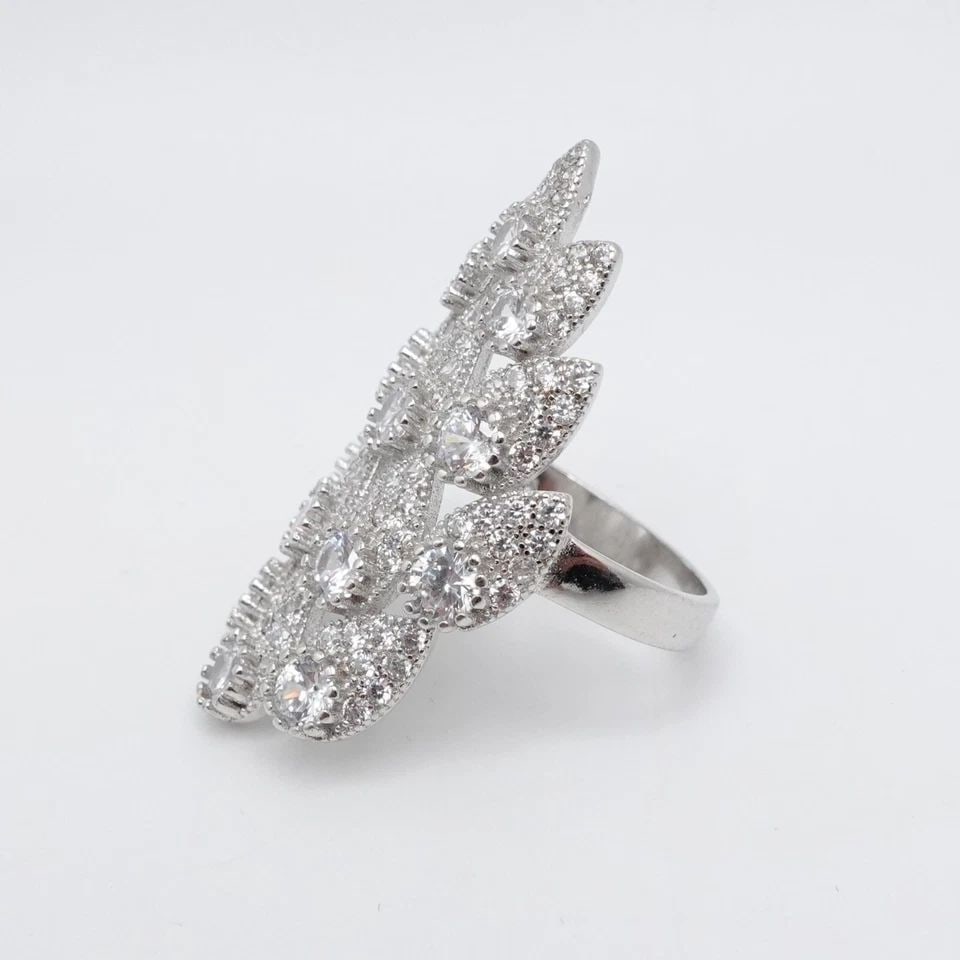 STERLING SILVER PAVE ROUND CLEAR CZ CUBIC ZIRCONIA RING SIZE 7 (1 of 2)