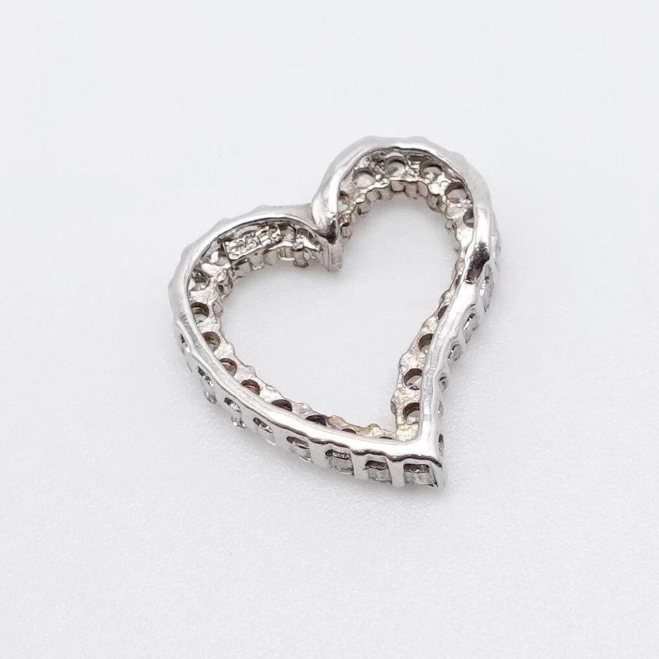 STERLING SILVER HEART CLEAR CUBIC ZIRCONIA SMALL PENDANT (1 of 1)