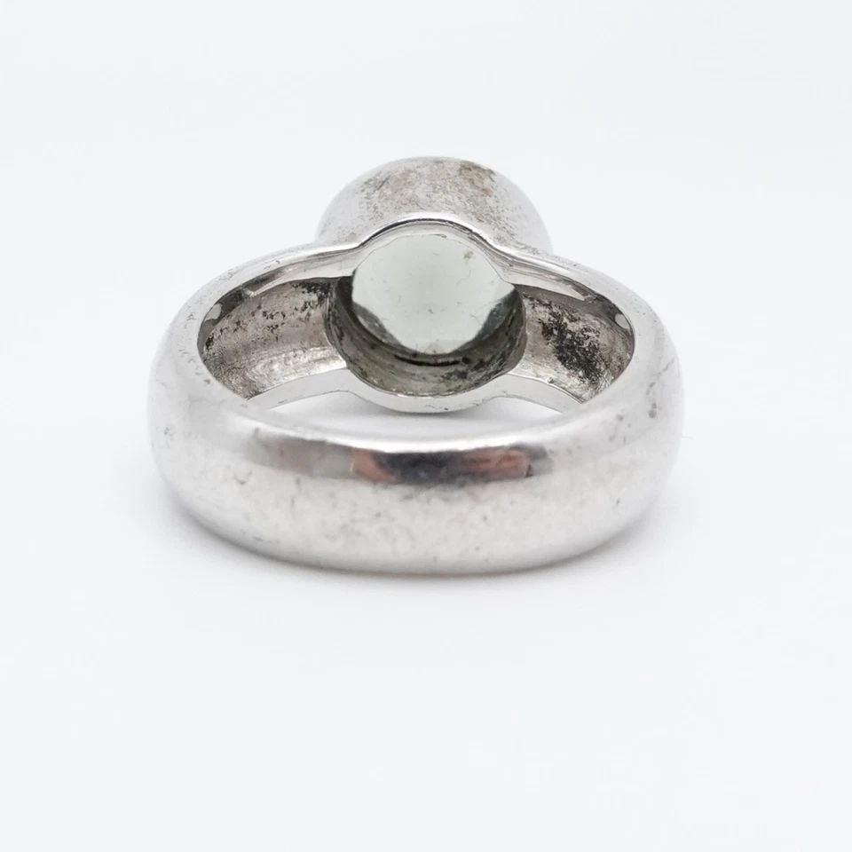CARA MIA STERLING SILVER ROUND LIGHT GREEN GEMSTONE RING SIZE 8 (1 of 2)