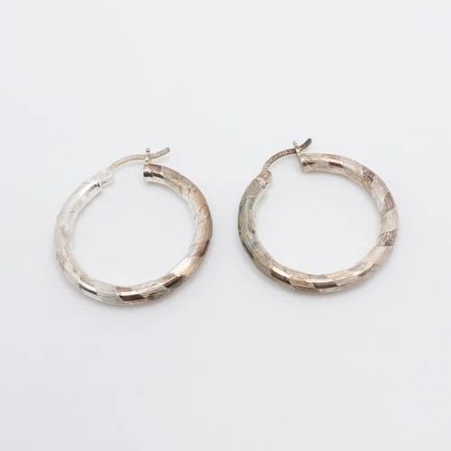 STERLING SILVER MEXICO SWIRL HOOP EARRINGS 1": STERLING SILVER MEXICO SWIRL HOOP EARRINGS 1" Sterling Silver Mexico Swirl Hoop Earrings Height - 1" Depth - 3mm Total Weight - 3.5 Grams