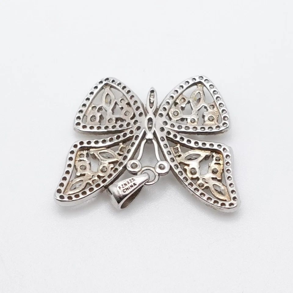 FZN STERLING SILVER PAVE BUTTERFLY CLEAR CZ CUBIC ZIRCONIA PENDANT (1 of 1)