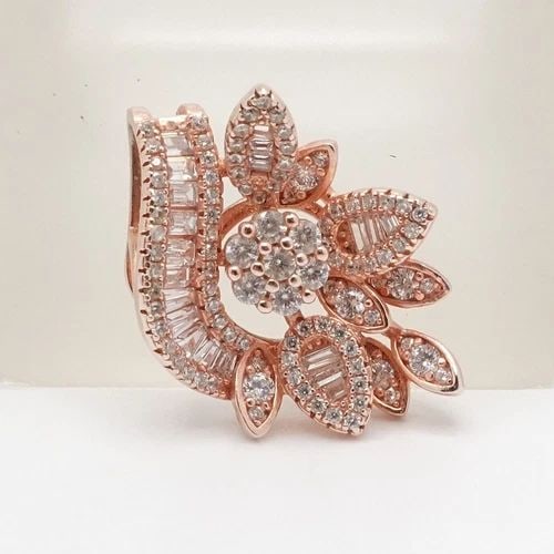 FZN ROSE GOLD PLATED STERLING SILVER FLOWER PAVE CZ CUBIC ZIRCONIA PENDANT (1 of 1)