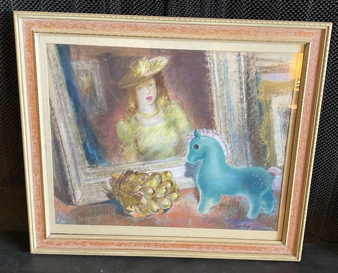 STEPHEN CSOKA 1897-1989 PASTEL DRAWING - EVOCATIVE STILL LIFE YOUNG GIRL (1 of 1)