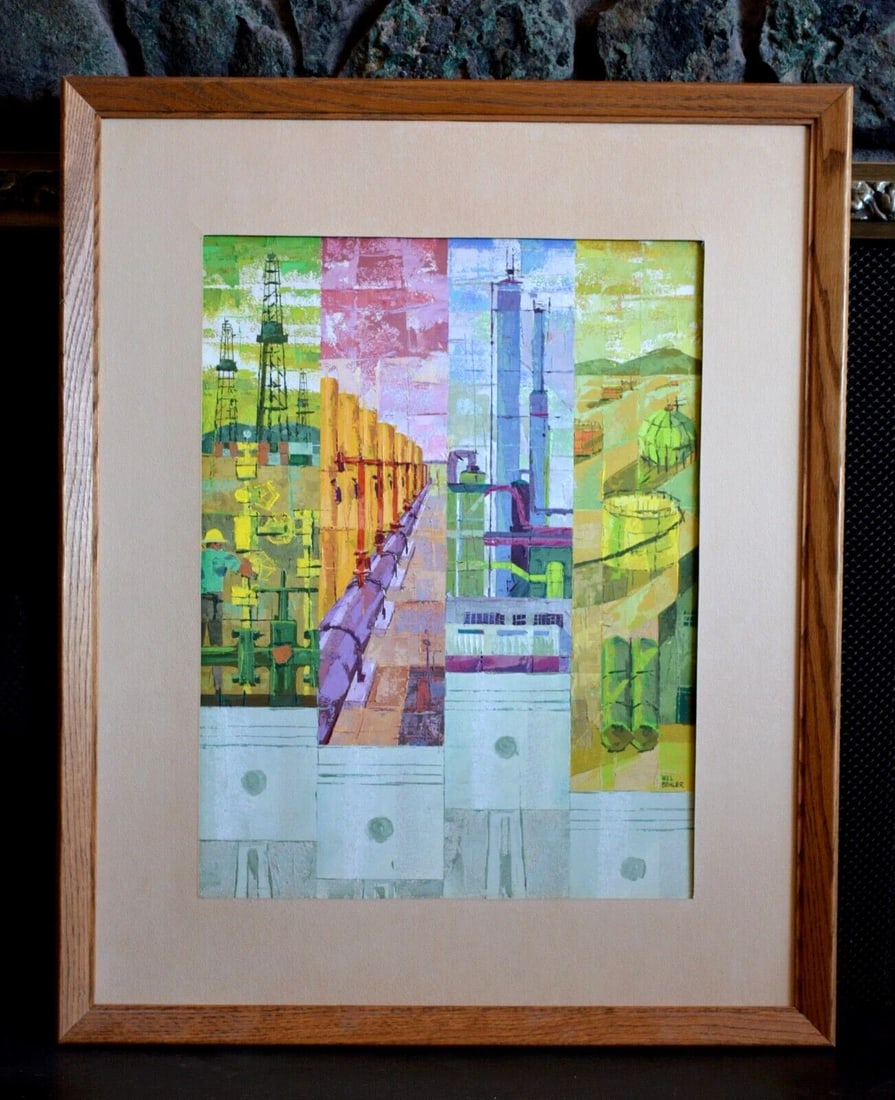 WILMER BEHLER (1915-1994) COLORFUL INDUSTRIAL LANDSCAPE PAINTING - BETHLEHEM PA (1 of 1)