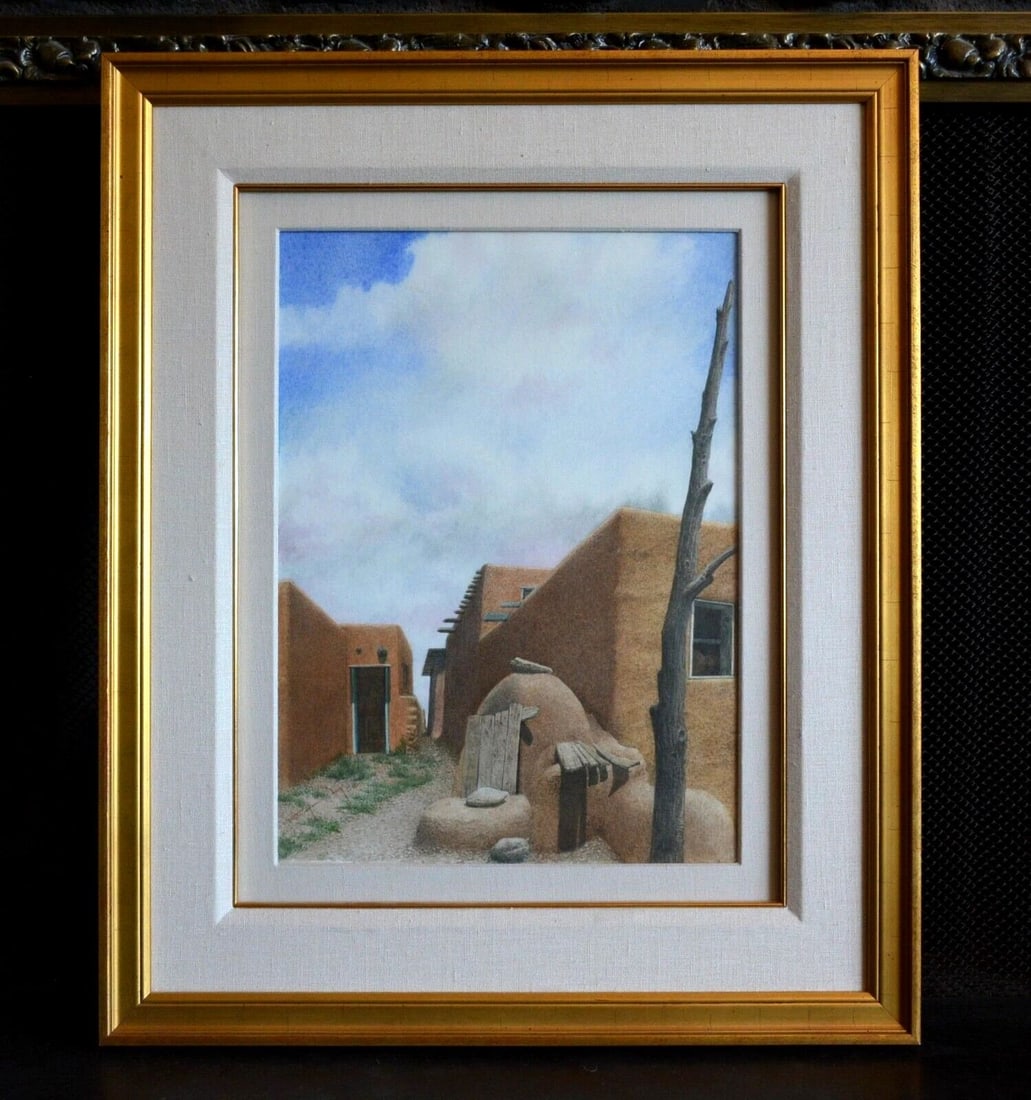 ROD CRAIG - ORIGINAL WATERCOLOR PAINTING TAOS PUEBLO ORNO OVEN NEW MEXICO FRAMED (1 of 2)