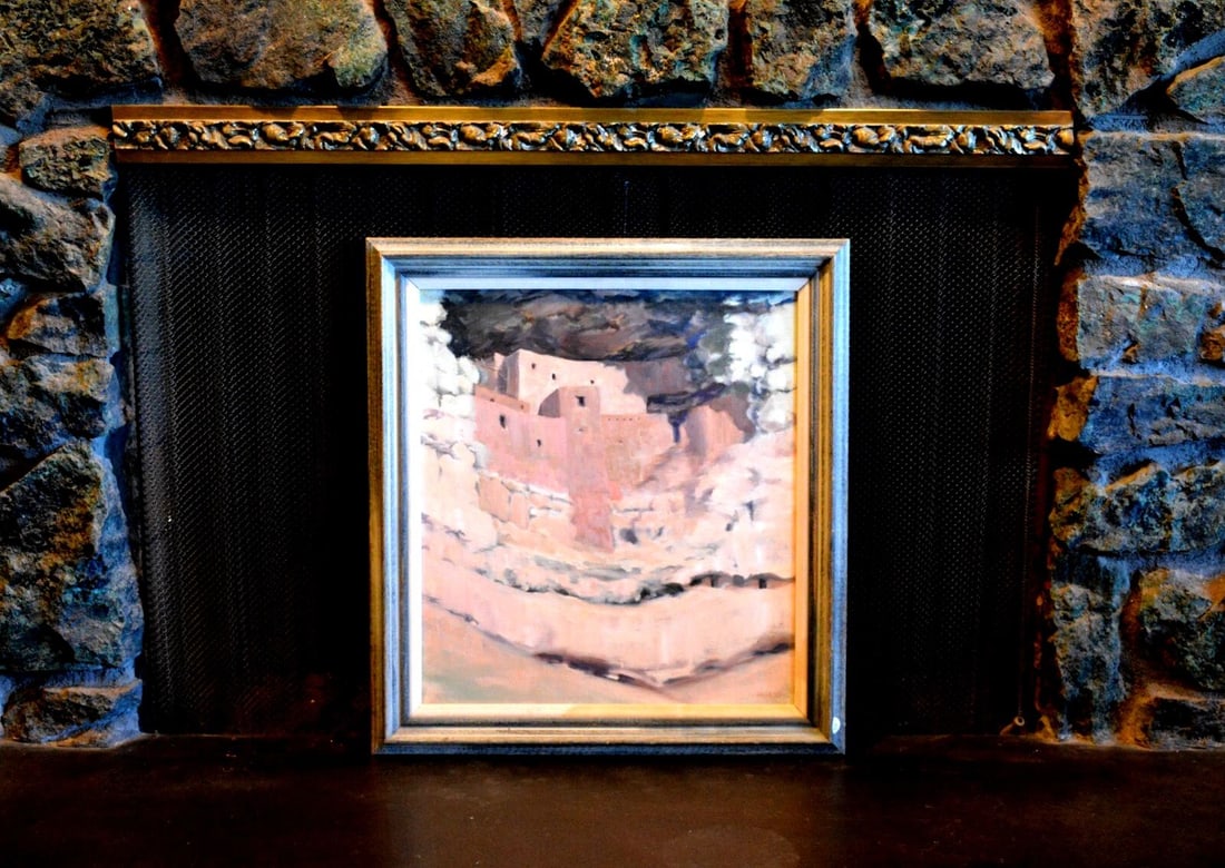 TOM WARD - OIL PAINTING - MONTEZUMA CASTLE CLIFF DWELLING INDIAN RUIN - ARIZONA (1 of 2)