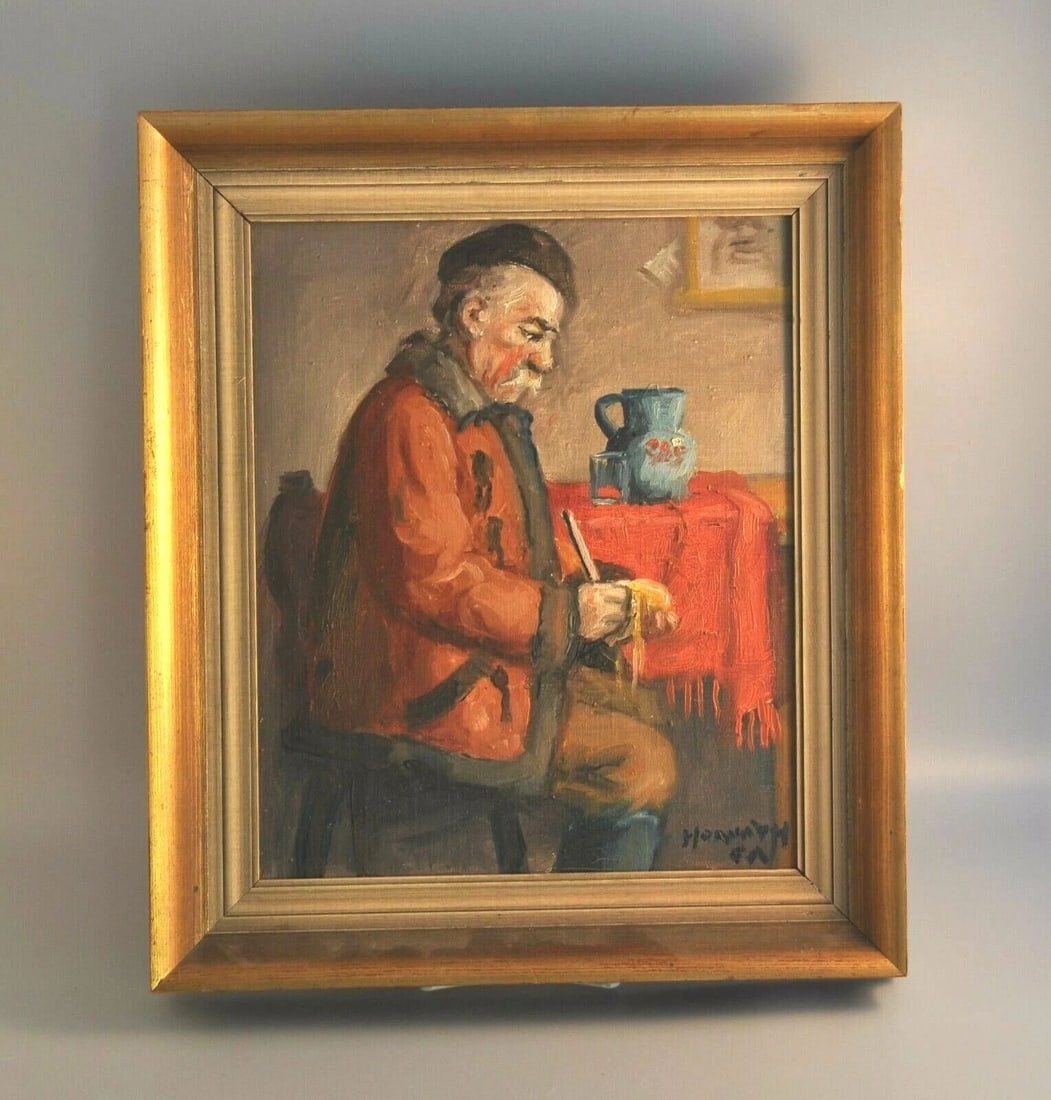 ANDOR G. HORVATH 1876-1933 VINTAGE OIL PAINTING HUNGARIAN MAN IN BERET W/ PIPE (1 of 1)