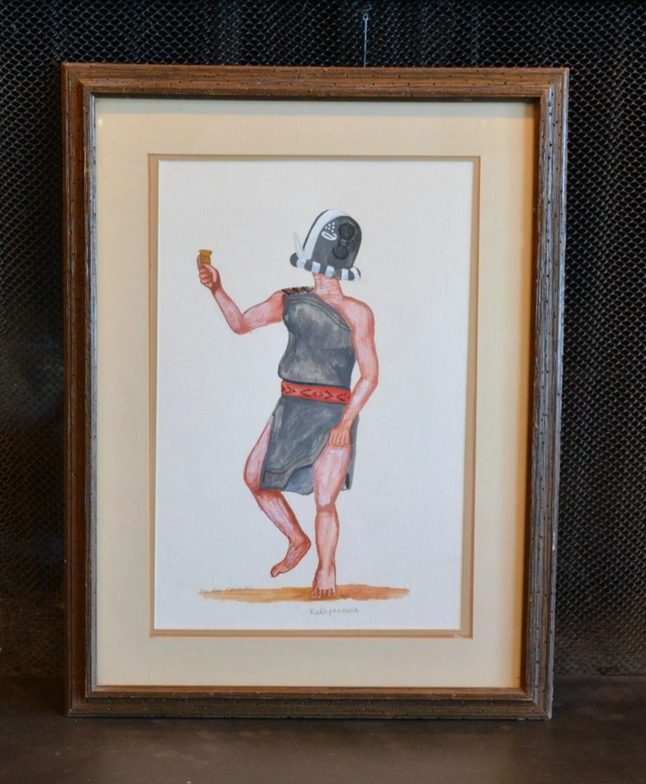 ROD PHILLIPS (1948-2005) - PAINTING OF KOKOPELMANA HOPI INDIAN KACHINA - FRAMED (1 of 2)