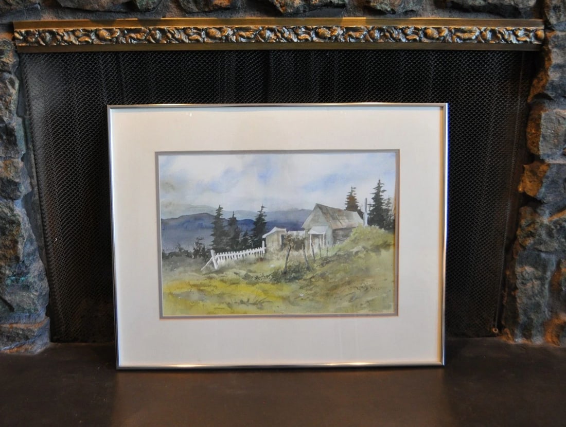 WATERCOLOR LANDSCAPE PAINTING - TAOS NEW MEXICO OLD FARMHOUSE - PHYLLIS MEYER (1 of 1)