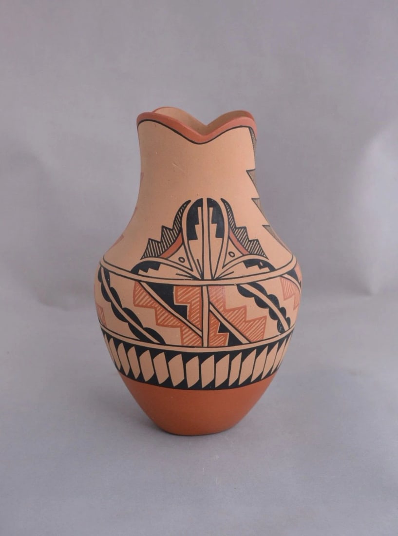 L. MADALENA - LARGE JEMEZ PUEBLO POTTERY VASE - BEAUTIFULLY PAINTED 9 3/4" TALL (1 of 1)