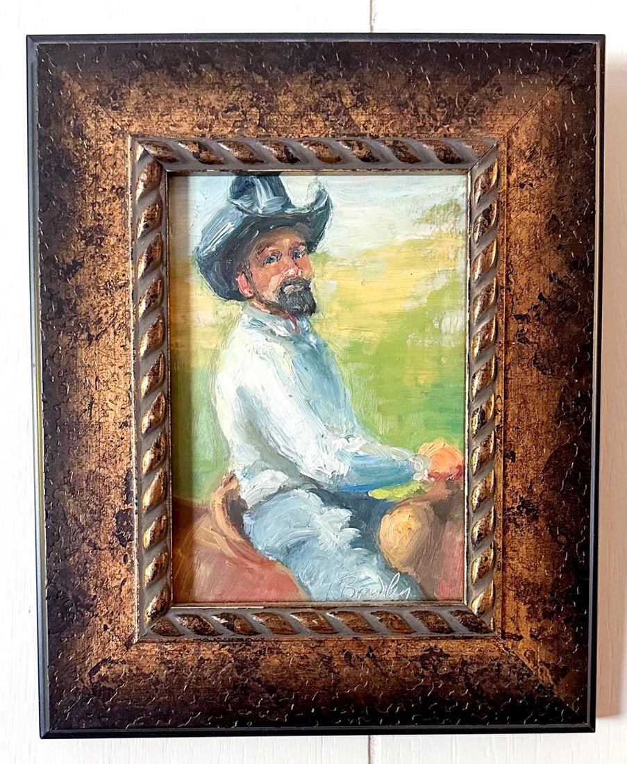COWBOY ON HORSE PAINTING KAREN BRADLEY FINE ART ORIGINAL PAINTING (1 of 1)