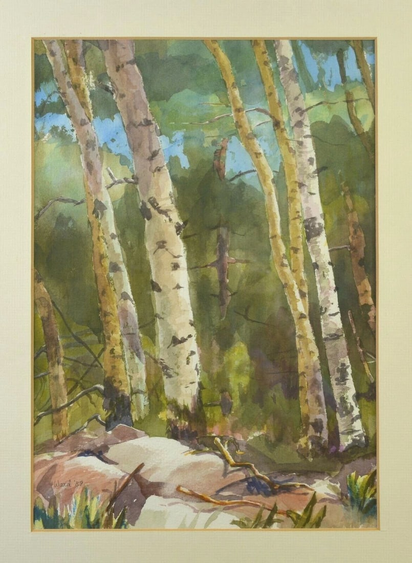 WATERCOLOR PAINTING - HART PRAIRIE ASPEN GROVE FLAGSTAFF AZ - TOM WARD - 1989 (1 of 2)