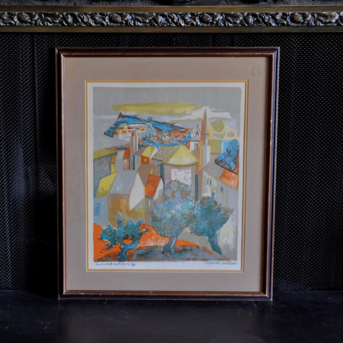 GEORGES LAMBERT - VINTAGE LITHOGRAPH FRENCH VILLAGE ARTISTS PROOF PENCIL SIGNED (1 of 2)