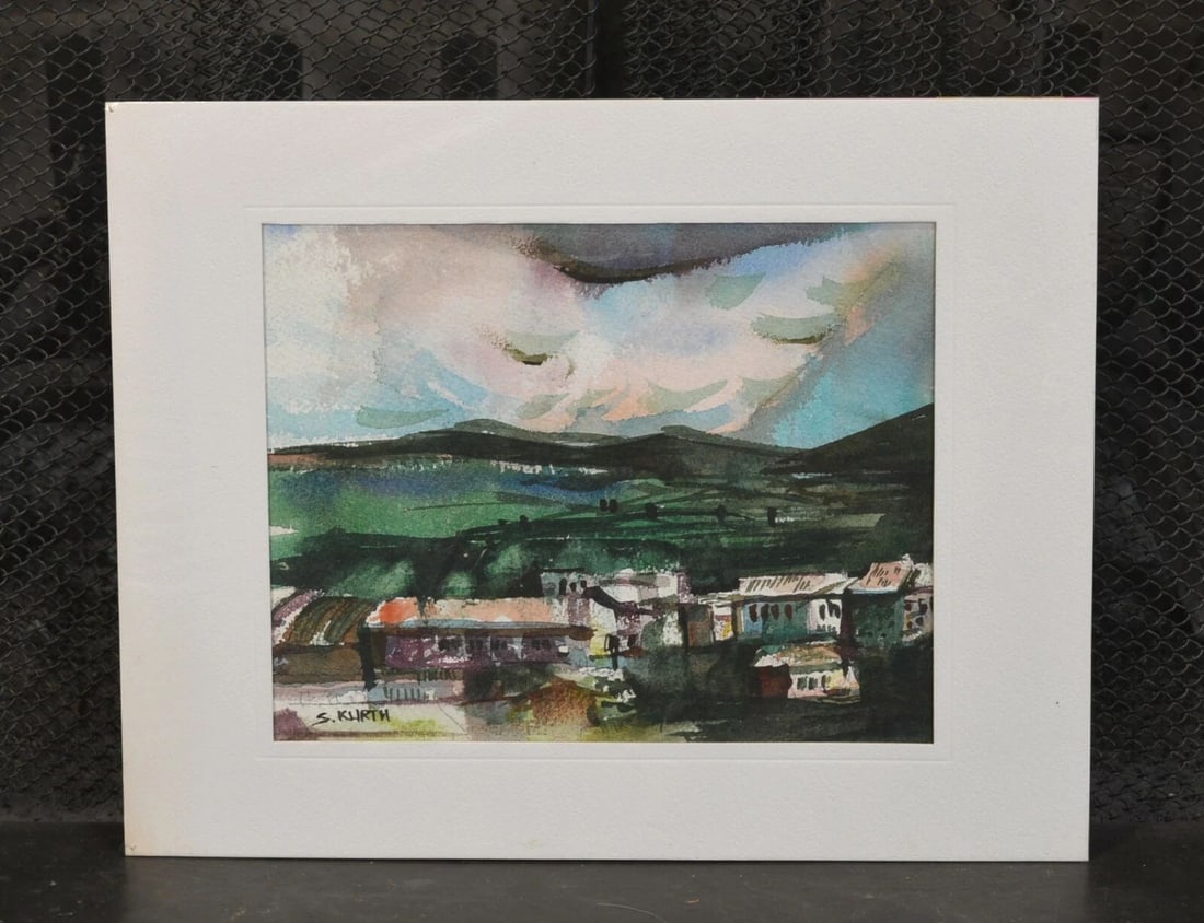 L ORIGINAL WATERCOLOR PAINTING - LANDSCAPE - ARIZONA ARTIST - STAN KURTH: L ORIGINAL WATERCOLOR PAINTING - LANDSCAPE - ARIZONA ARTIST - STAN KURTH Item Description: This watercolor painting was done by Arizona artist Stan Kurth. It measures 7.5" by 9.5" within the mat. With