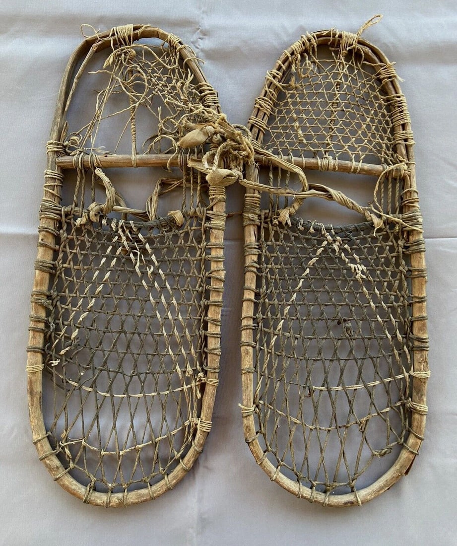 ANTIQUE OLD NATIVE AMERICAN HANDMADE WOVEN SNOWSHOES - CHILDS? (1 of 1)