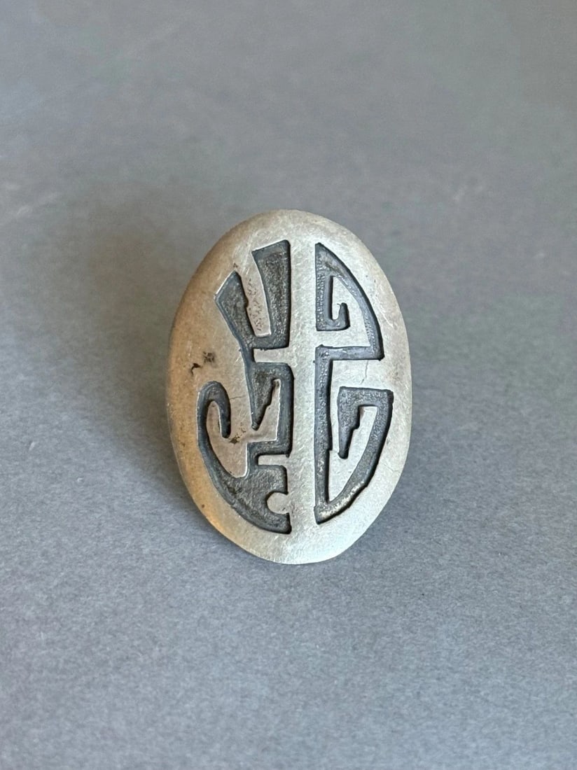 VINTAGE HOPI STERLING SILVER RING 1 3/8 " TALL SIZE 6 (1 of 1)