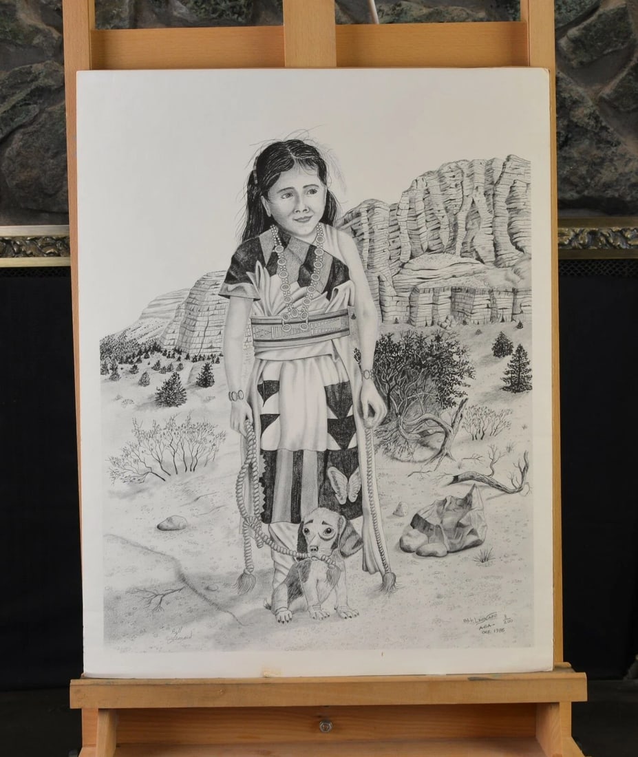 LG VTG PRINT - NAVAJO HOPI GIRL - COWBOY ARTIST BILL LEONARD - SIGNED LMTD ED (1 of 1)