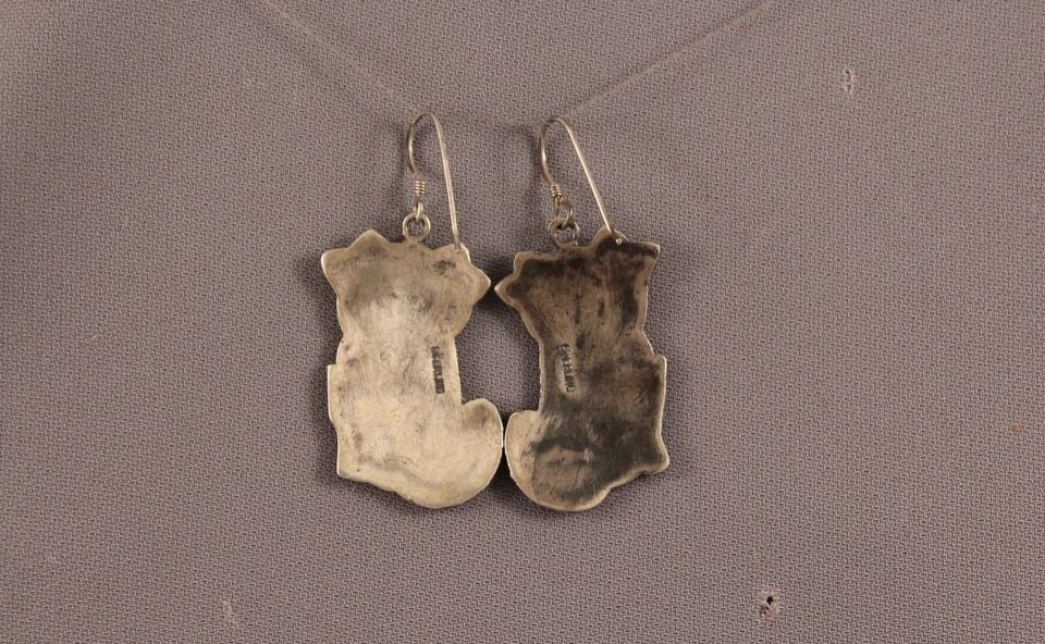 VINTAGE HOPI STERLING SILVER EARRINGS ..LIZARDS.. (1 of 2)