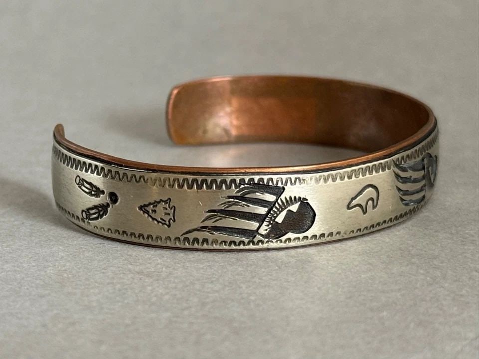 TA BEGAY NAVAJO COPPER AND NICKEL BEAR BRACELET (1 of 2)