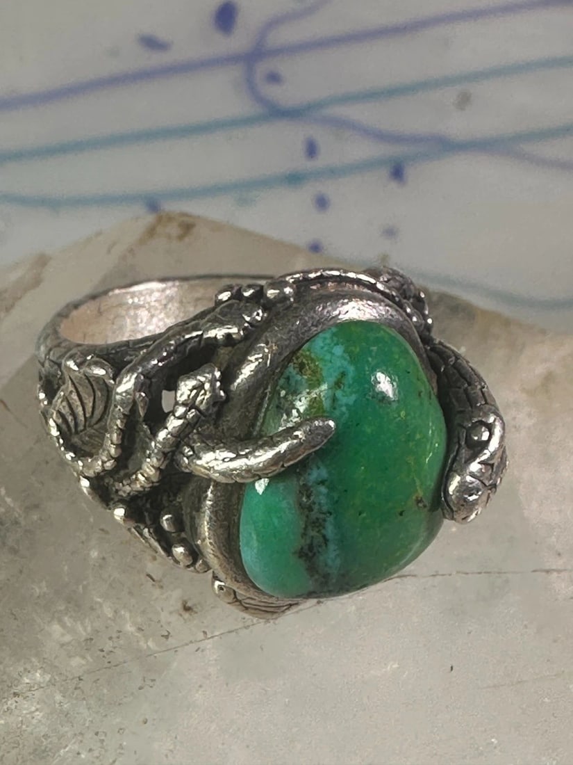 SOUTHWEST FOUR SNAKES SNAKE RING TURQUOISE SIZE 7.25 STERLING SILVER WOMEN MEN (1 of 1)