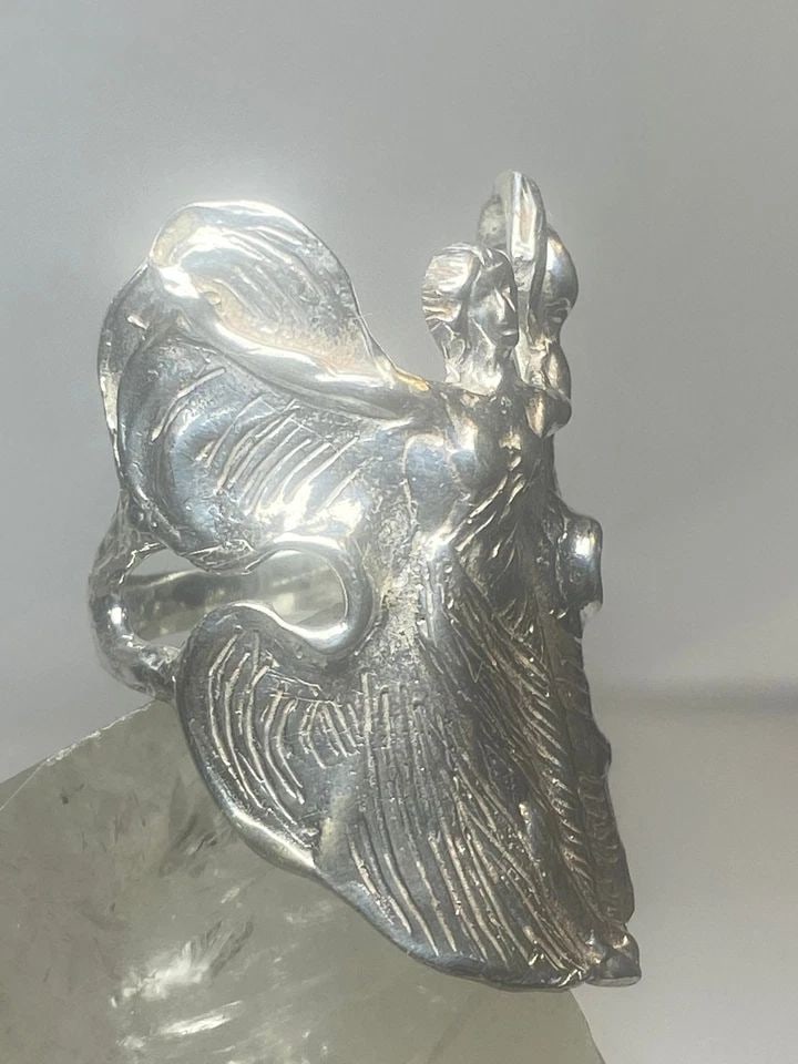 WINGS LADY RING ART DECO INFLUENCES BAND STERLING SILVER WOMEN GIRLS (1 of 2)
