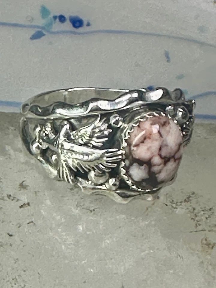 NAVAJO EAGLE RING WILD HORSE TURQUOISE SIZE 14.50 STERLING SILVER MEN SIGNED RB (1 of 2)