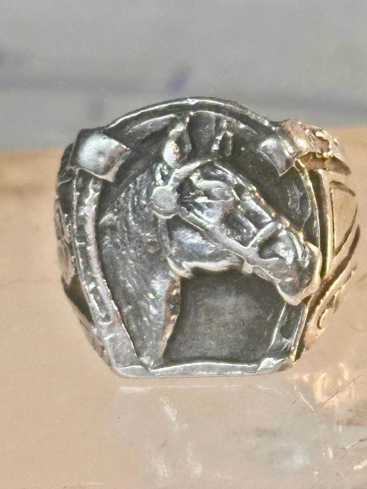 HORSE RING HORSESHOE BAND SOUTHWEST COWGIRL BAND RING SIZE 7 STERLING SILVER WOM (1 of 2)