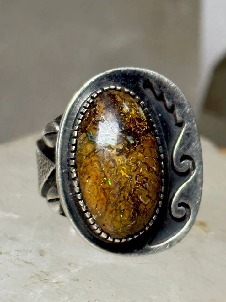 BOULDER OPAL NAVAJO RING SIZE 5.25 STERLING SILVER WOMEN (1 of 2)