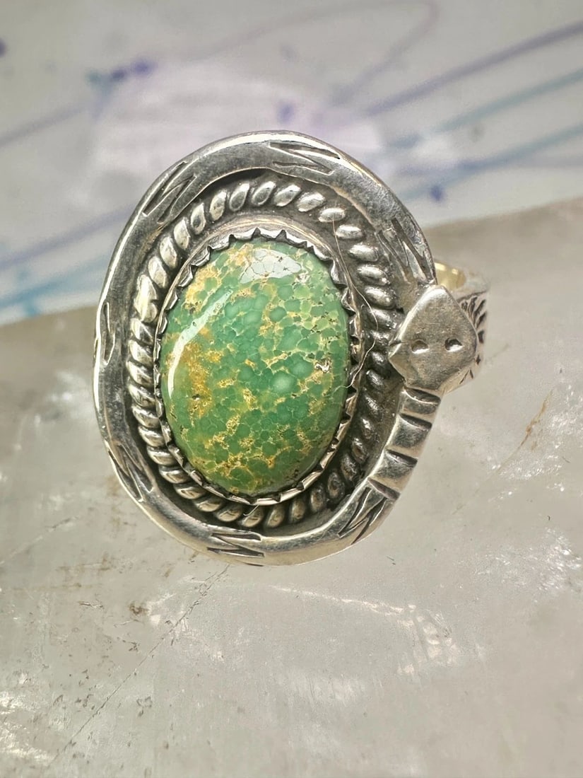 NAVAJO SNAKE RING TURQUOISE SIZE 8.75 ADJ STERLING SILVER WOMEN (1 of 1)