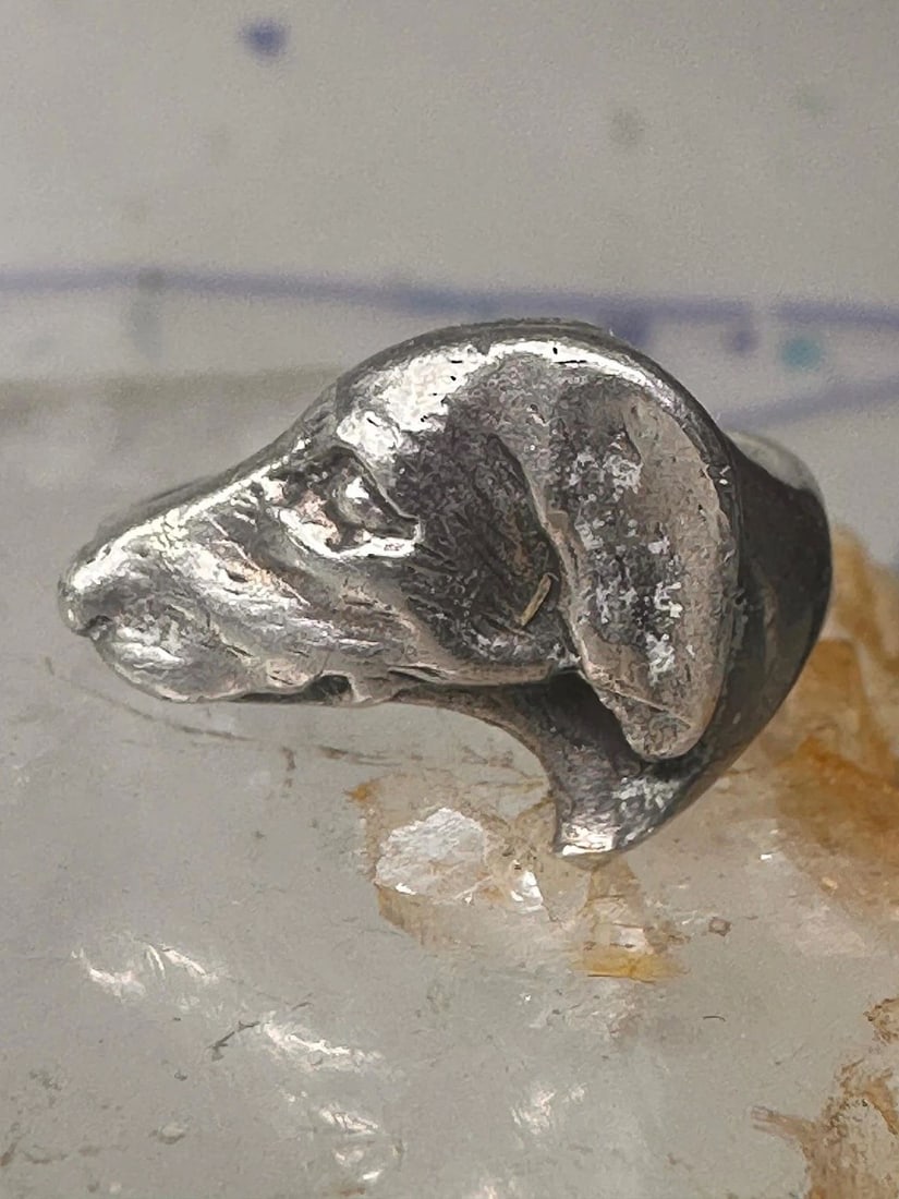 DACHSHUND RING SIZE 5.25 MINI DACHSHUND DOG HEAD BAND STERLING SILVER WOMEN GIR (1 of 1)
