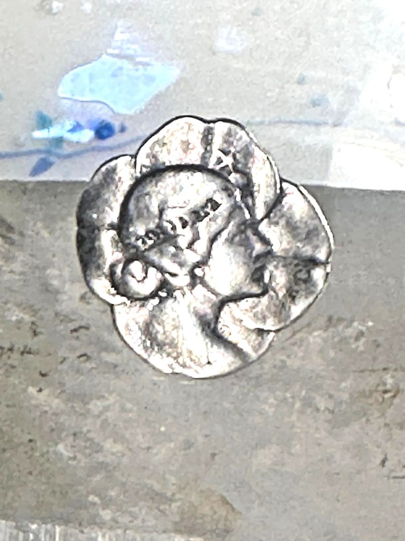 FACE RING ART NOUVEAU W STAR BAND SIZE 5 STERLING SILVER PINKY WOMEN GIRLS (1 of 1)
