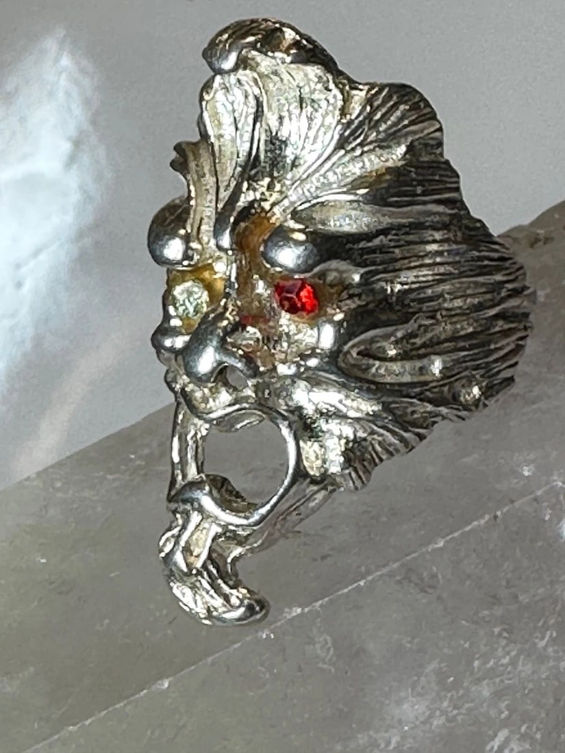 GREEN MAN FACE RING SIZE 7.50 WIND MONSTER STERLING SILVER WOMEN MEN (1 of 1)