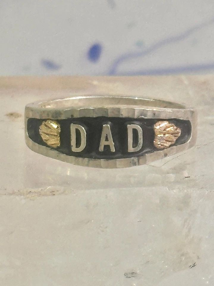 DAD RING FATHERS DAY BAND LEAVES SIZE 8 STERLING SILVER MEN (1 of 2)