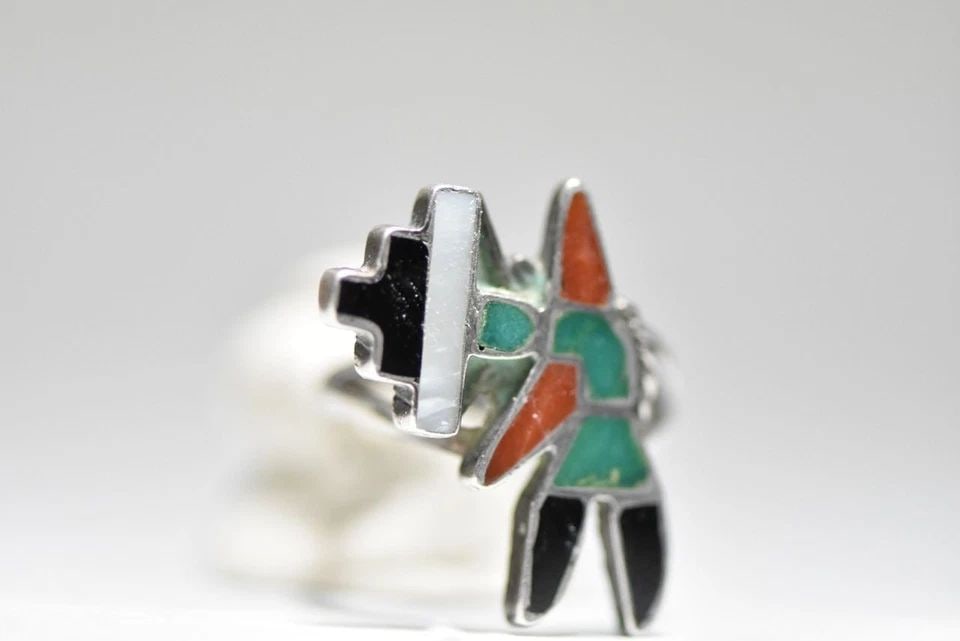 KACHINA RING ZUNI TRIBAL SOUTHWEST STERLING SILVER PINKY WOMEN SIZE 4.75 (1 of 2)