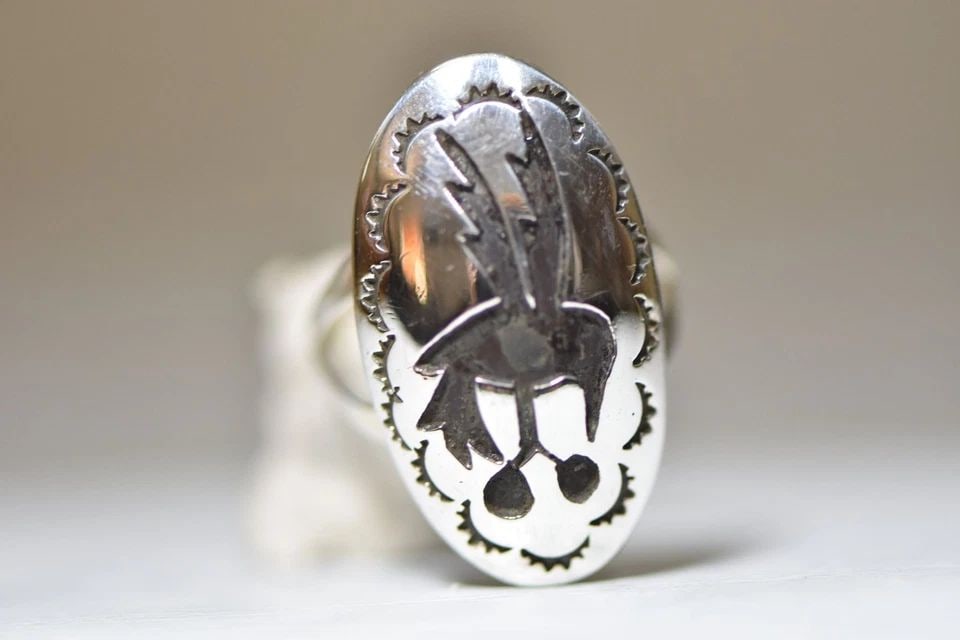 ROAD RUNNER RING BIRD HOPI TRIBAL LONG STERLING SILVER WOMEN GIRLS (1 of 2)