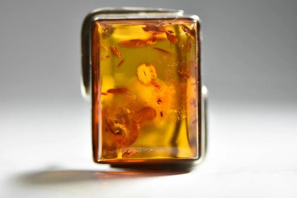 AMBER RING ART NOUVEAU ARTS & CRAFTS STERLING SILVER WOMEN GIRLS SIZE 5.5 (1 of 1)