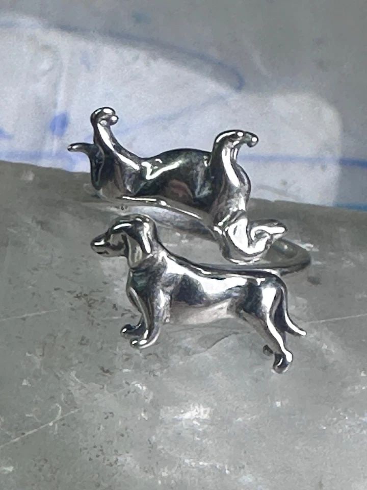 DACHSHUND RING DOG BAND SIZE 6 ADJ STERLING SILVER WOMEN (1 of 2)