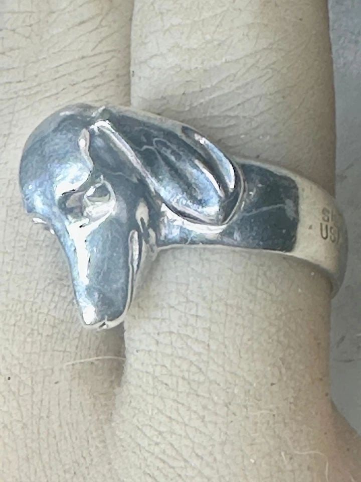 VINTAGE MINI DACHSHUND DOG RING SIZE 5 STERLING SILVER WOMEN GIRLS (1 of 2)