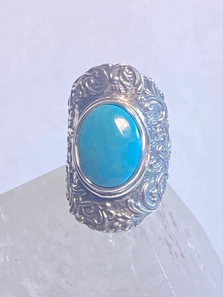 FLORAL RING SIZE 8 FLOWER KNUCKLE BAND TURQUOISE STERLING SILVER WOMEN GIRL (1 of 2)