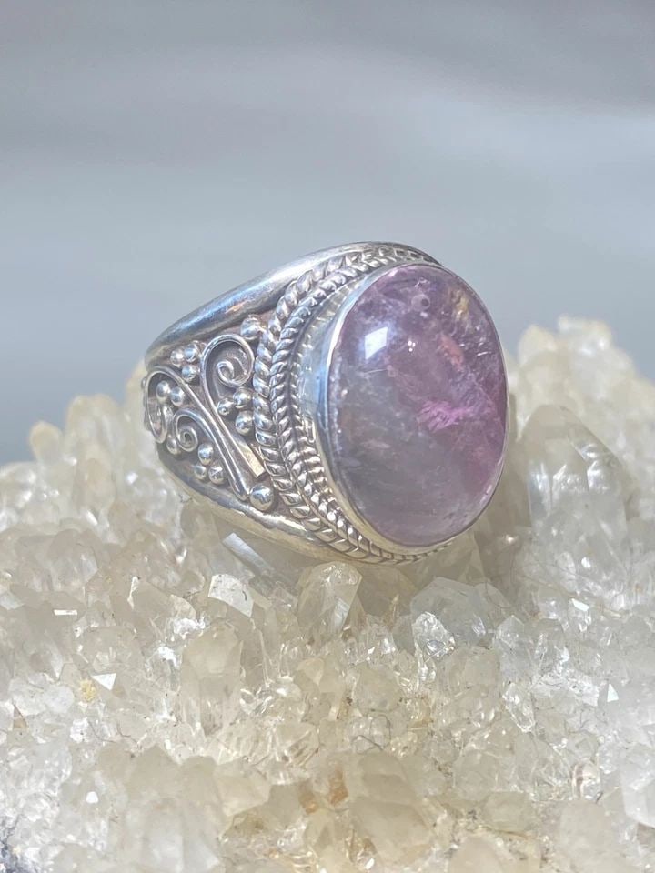 FLUORITE RING SIZE 6 SHADES OF PURPLE STERLING SILVER WOMEN GIRLS (1 of 2)