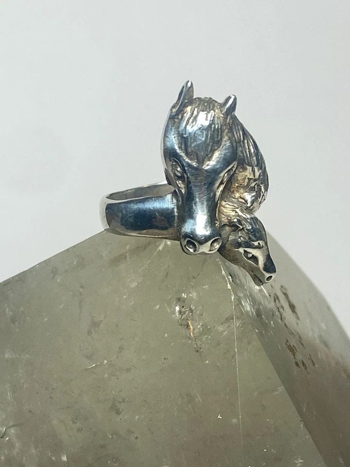 HORSE RING HORSES COWGIRL PINKY BAND STERLING SILVER WOMEN GIRLS (1 of 2)